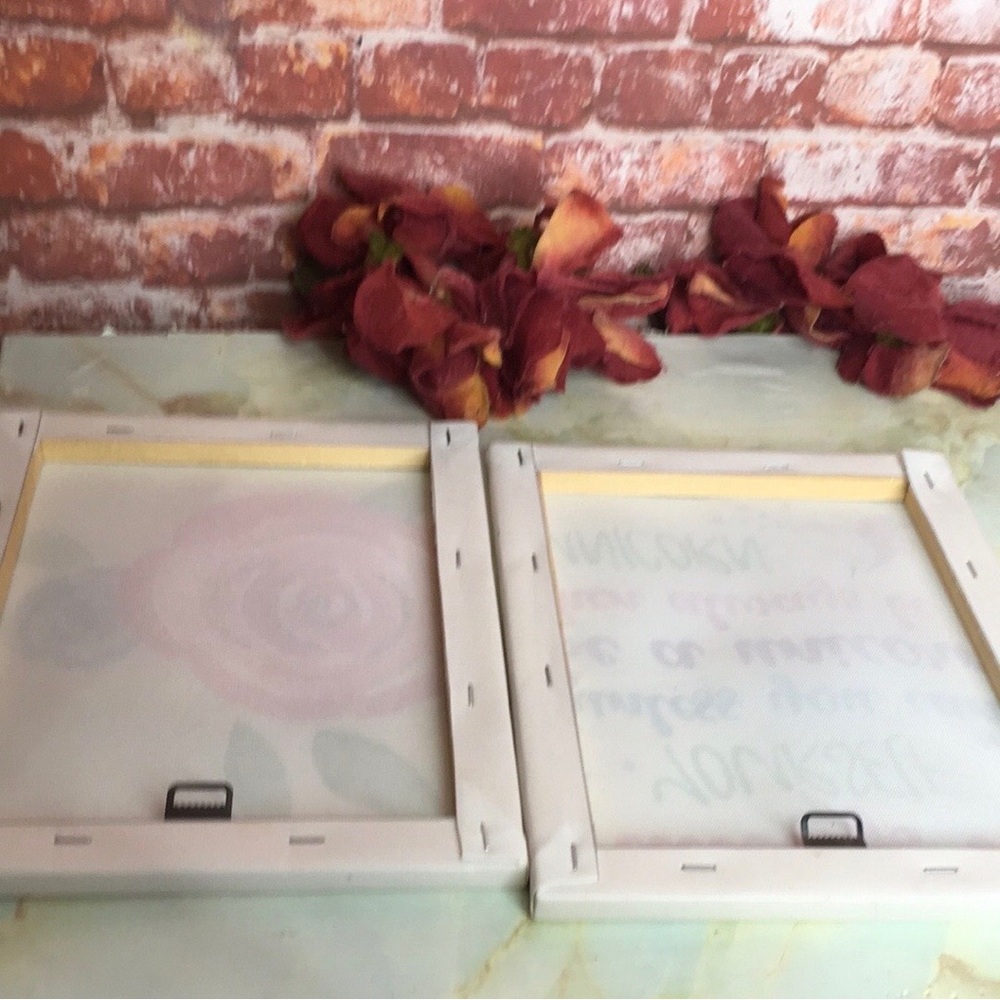 Set of Two Canvas Watercolor Floral  and Unicorn Decorative Wall Prints - Picture 4 of 4